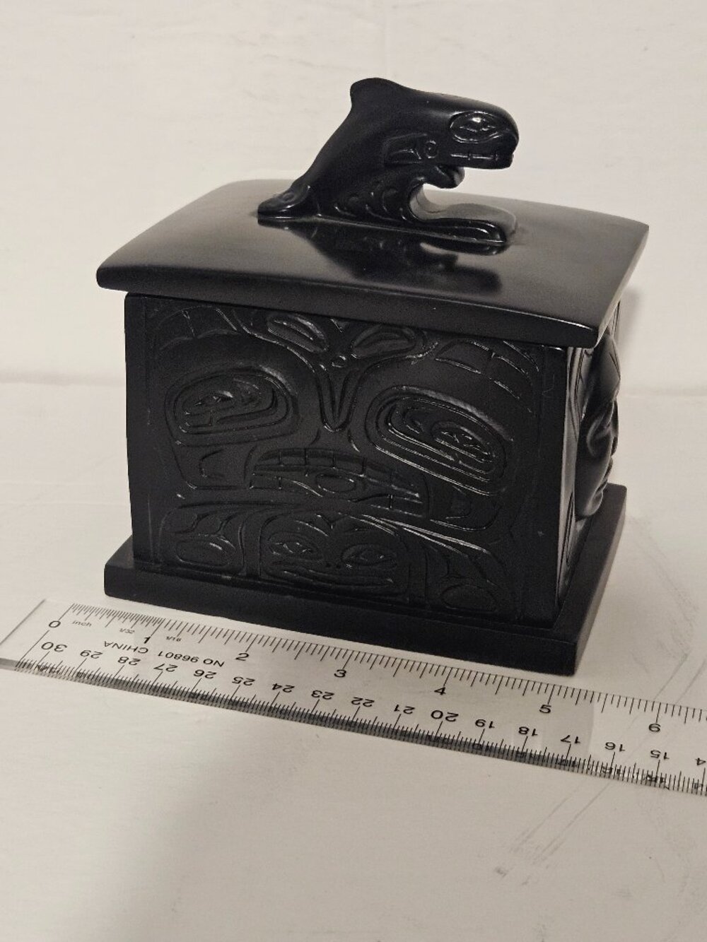 Haida Resin Box with Lid Bear Whale Sun